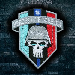 Toppa ricamata termoadesiva / velcro Battlefield SWAT "Heroes Live Forever"